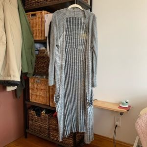 Free People grey ribbed long cardigan